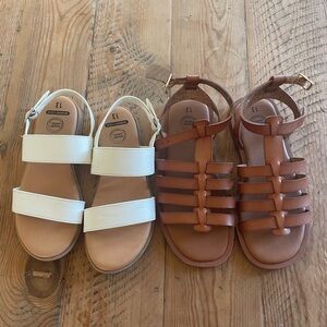 Girls Sandals - White and Brown size 13
